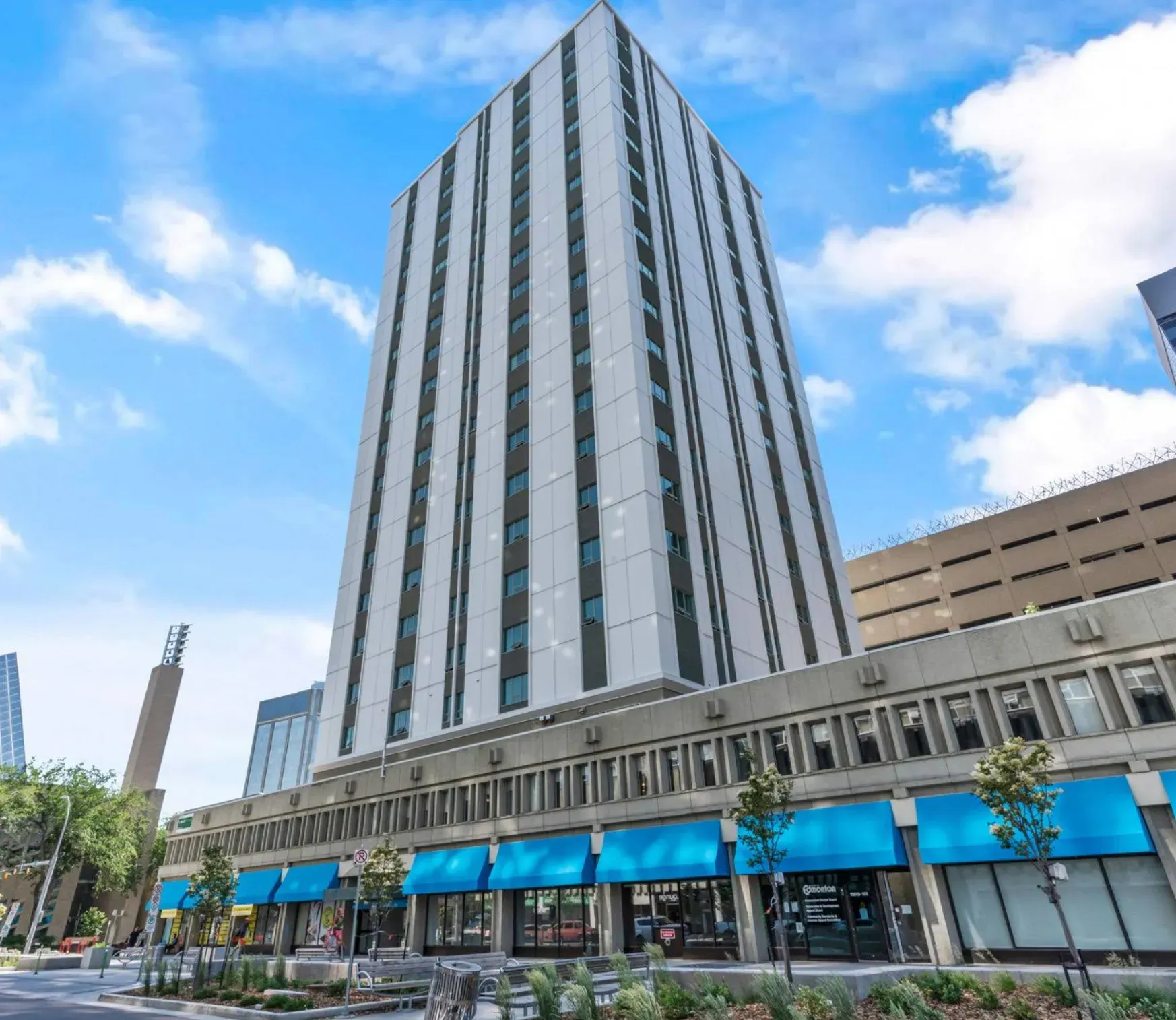 The Churchill Apartments downtown Edmonton window blinds installation